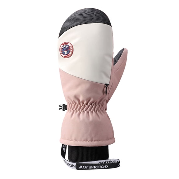 Winter Gloves Unisex Winter Zipper Touch Screen Windproof Warm Mittens Snowboarding Board Cycling Sports Ski Pink Gloves