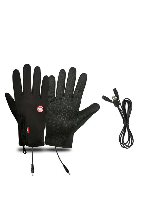 Winter Gloves Usb Heating Warm Gloves Touchscreen Anti- Outdoor Sports Skiing Cycling Snow Mittens Black L