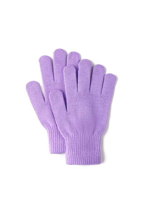 Winter Gloves Warm Knitted Stretchy Gloves Full Fingers for Men, Women Light Purple One Size