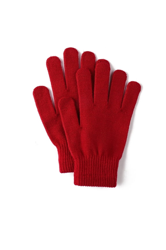 Winter Gloves Warm Knitted Stretchy Gloves Full Fingers for Men, Women Wine One Size