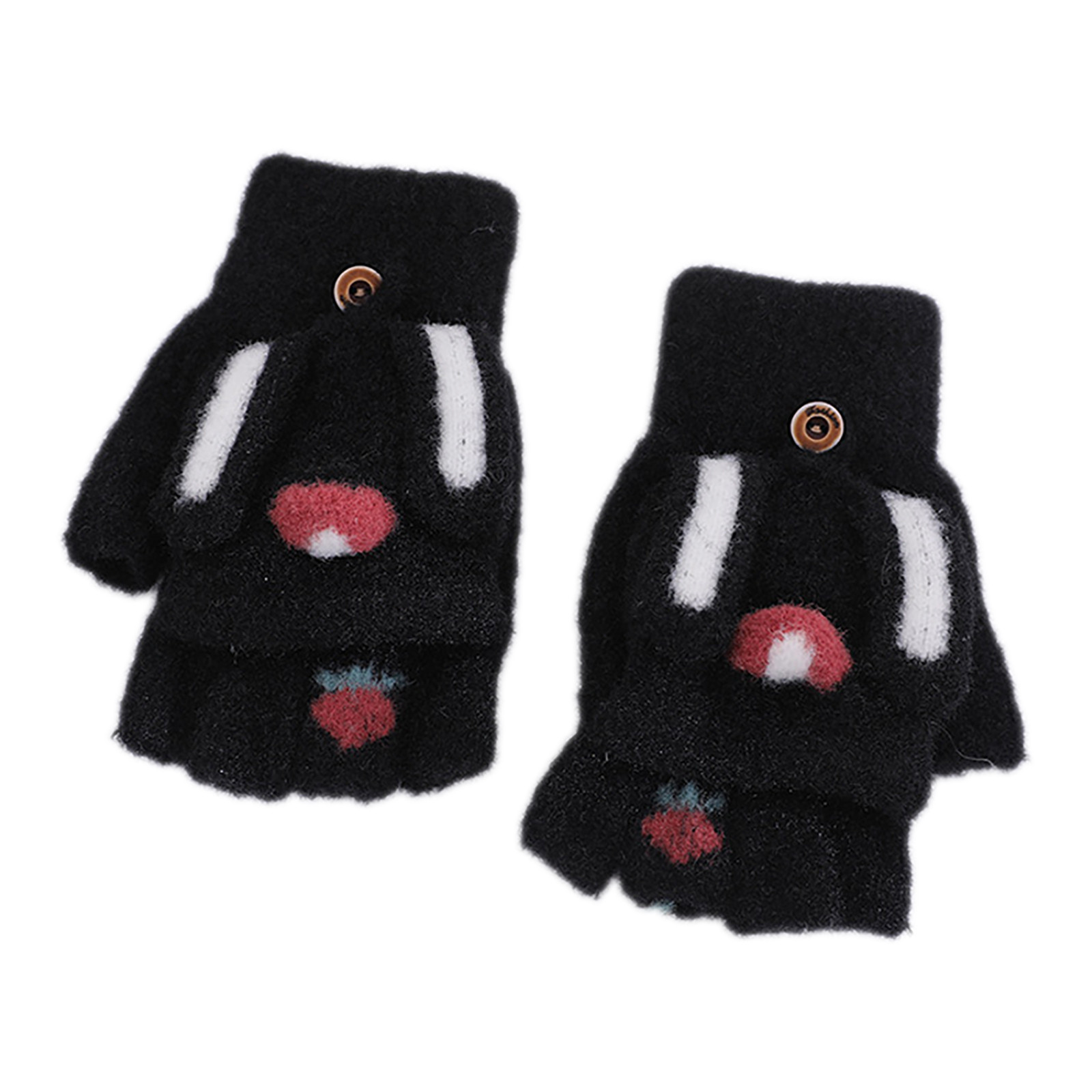 Winter Gloves Warm Outdoor Toddler Knitted Half Finger Mitten Cute Long