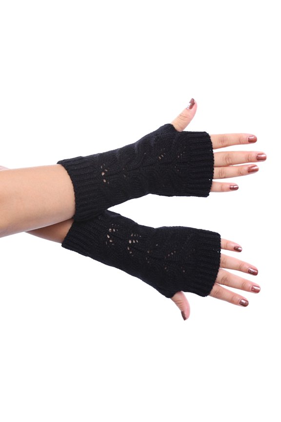 Winter Gloves Women Autumn And Casual Simple Solid Color Fashion Twist Hollow Knit Warm Gloves