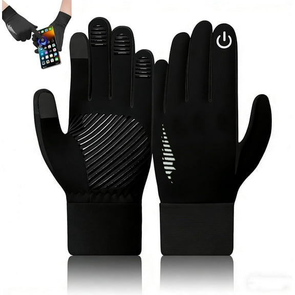 Winter Gloves Black Women Men Ski Snow Gloves Liner Thermal Warm Touch Screen, Suit for Running,Biking, Hiking, Driving,Typing, Freezer Work, SportsLargeL