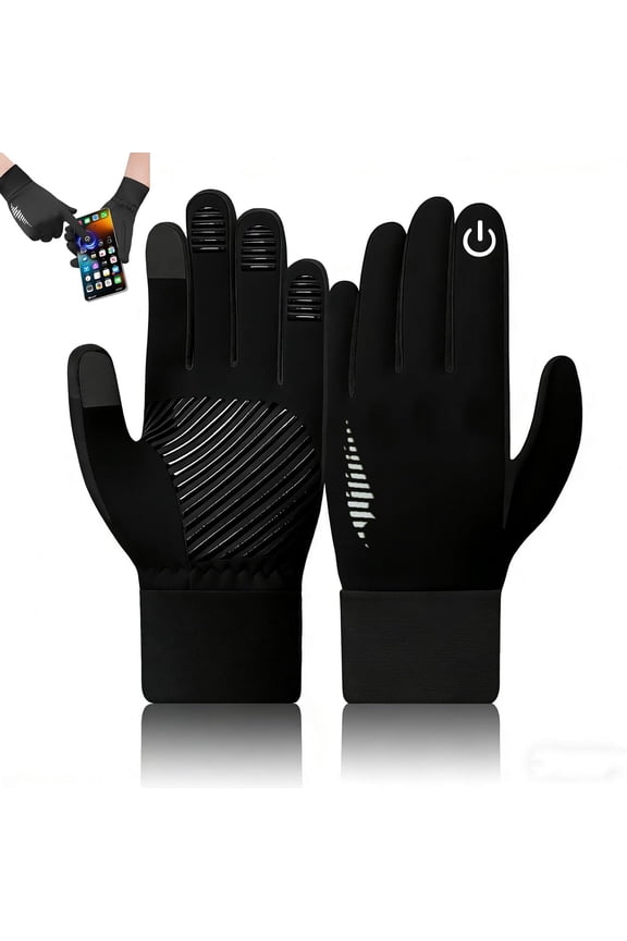 Winter Gloves Black Women Men Ski Snow Gloves Liner Thermal Warm Touch Screen, Suit for Running,Biking, Hiking, Driving,Typing, Freezer Work, SportsLargeL