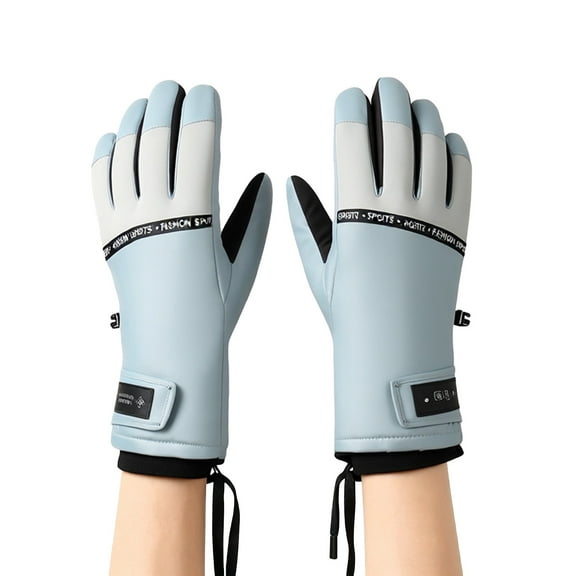 Winter Gloves Women Ski Winter Fashion Fleece Lining Wool Light Blue Gloves