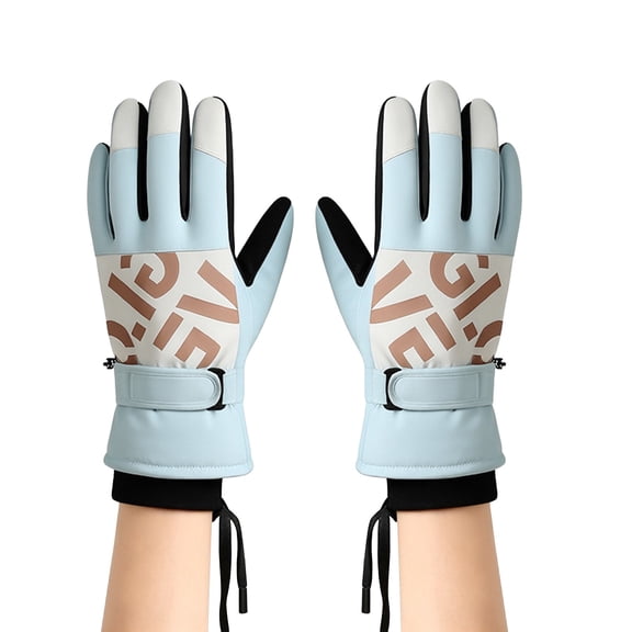 Winter Gloves Women Thermal Winter Fashion Must Haves Fleece Lined Touch Screen Light Blue Gloves