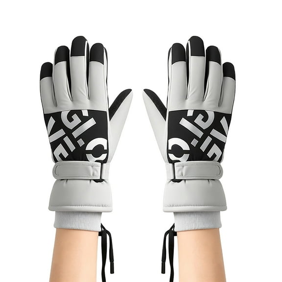 Winter Gloves Women Touchscreen Winter Fashion Fleece Lining Windproof Light Ashy Gloves