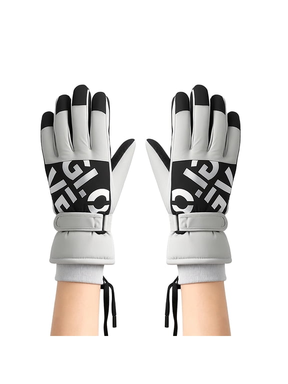 Winter Gloves Women Touchscreen Winter Fashion Fleece Lining Windproof Light Ashy Gloves