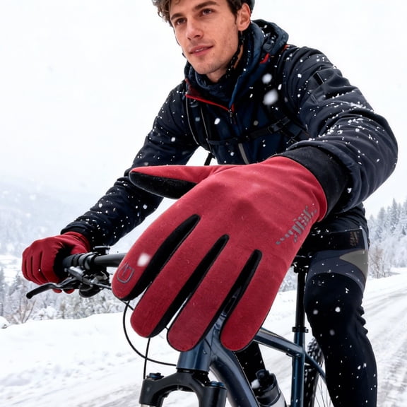 Winter Gloves Women,Winter Gloves Women Men for Cold Weather,Running Driving Cycling,Water-Resistant & Touch Screen,Snow Ski Gloves Liner,Warm Glove for Daily Work & Sports Outdoor(L Size,Red)