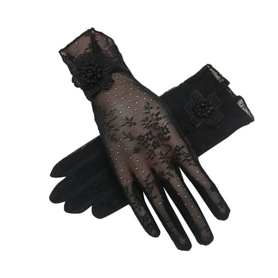 Winter Gloves Women Winter Gloves Women Solid Color Lace Pattern Thin Ice Silk Antiskid Breathable Short Sunscreen Gloves