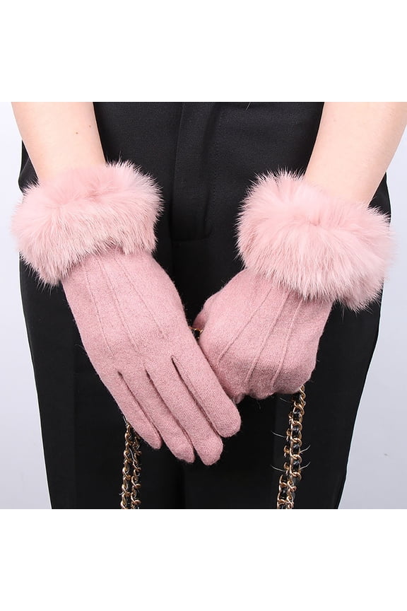 Winter Gloves, Women's Touchscreen Gloves, Fleece Lined Furry Cuff Gloves, Ski Gloves for Women, Outdoor, Daily Use, Double Layer Warmth, Gifts Baberdicy, Ideal for Women
