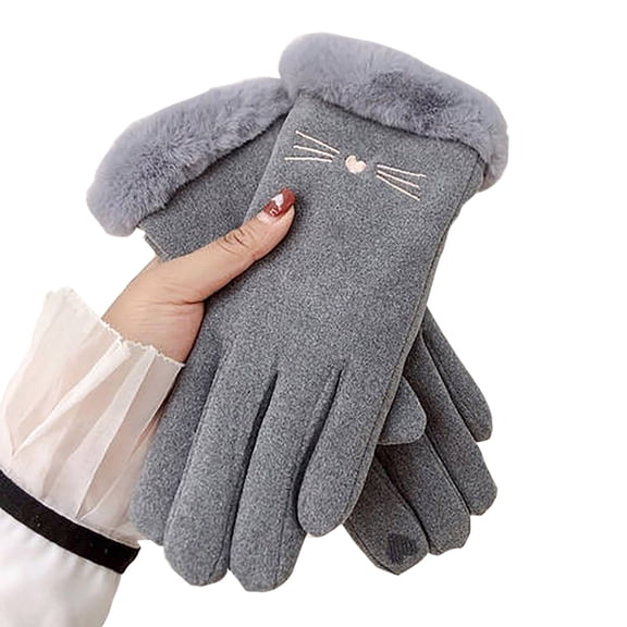 Winter Gloves Women's Warm Keep Cold Proof Warm Touchable Screen Winter Thickening Knitting Plush Glove