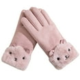 thumbnail image 1 of Winter Gloves Women's Warm Keep Cold Proof Warm Touchable Screen Winter Thickening Knitting Plush Glove, 1 of 5