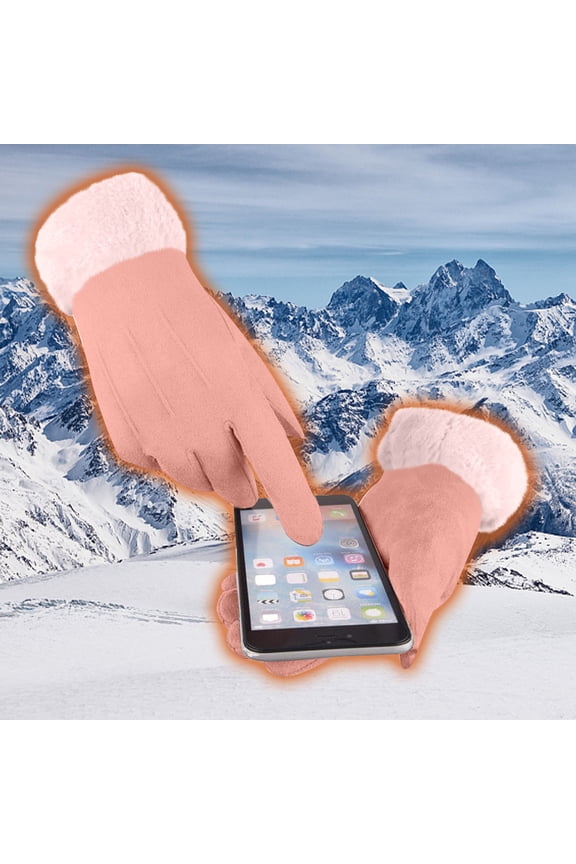 Winter Gloves Womens Gloves Touchable Screen Lady Winter Suede Gloves Warm Windproof Thick Gloves Full Finger Mittens for Outdoor