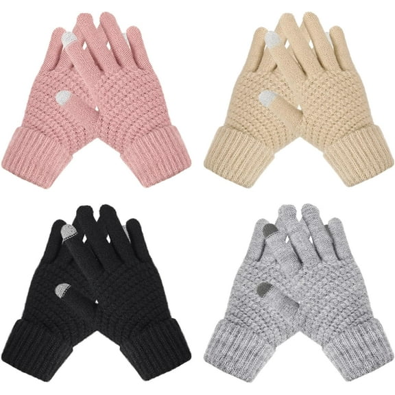 Winter Gloves Womens - Touchscreen Gloves for Women, Warm Gloves with Elastic Cuff Knit Gloves for Cold weather