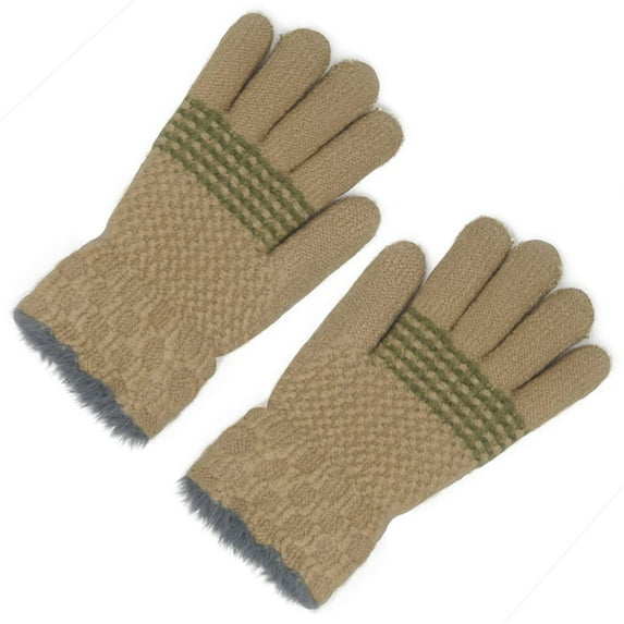 Winter Gloves for Boys Girls - Kids Warm Knit Thermal Cable Knitted Gloves Wool Fleece Lined Mittens for Cold Weather
