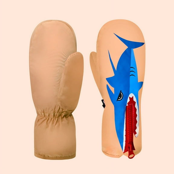 Winter Gloves for Boys Hwkond Children's Printed And Plush Warm Gloves Up to 50% off