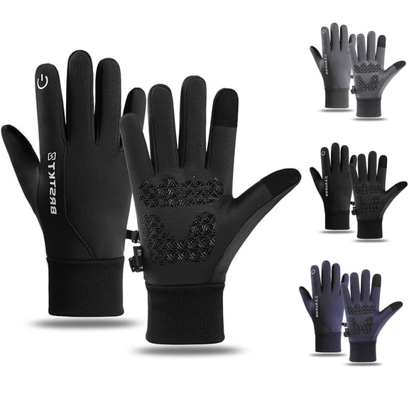 Winter Gloves for Colid Weather Adjustable Snap Cycling Skiing Windproof Touchscreen Outdoor Fleece Unisex Mittens Blue XL