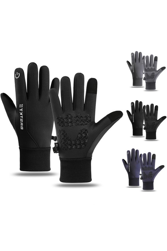 Winter Gloves for Colid Weather Adjustable Snap Cycling Skiing Windproof Touchscreen Outdoor Fleece Unisex Mittens Blue XL