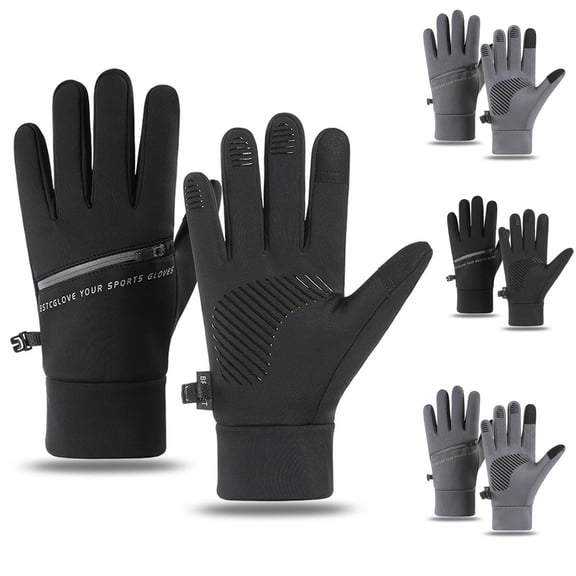 Winter Gloves for Colid Weather Adjustable Snap Cycling Skiing Windproof Touchscreen Outdoor Sports Unisex Mittens Black L