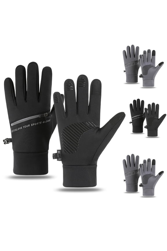 Winter Gloves for Colid Weather Adjustable Snap Cycling Skiing Windproof Touchscreen Outdoor Sports Unisex Mittens Black XL