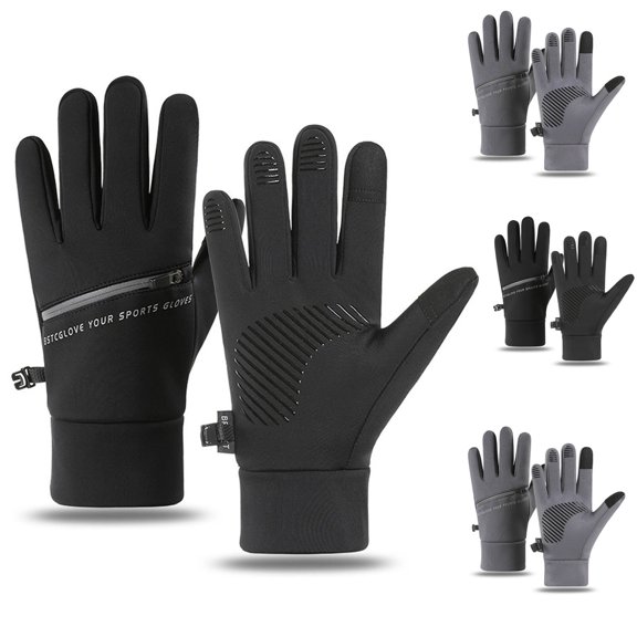 Winter Gloves for Colid Weather Adjustable Snap Cycling Skiing Windproof Touchscreen Outdoor Sports Unisex Mittens Grey L