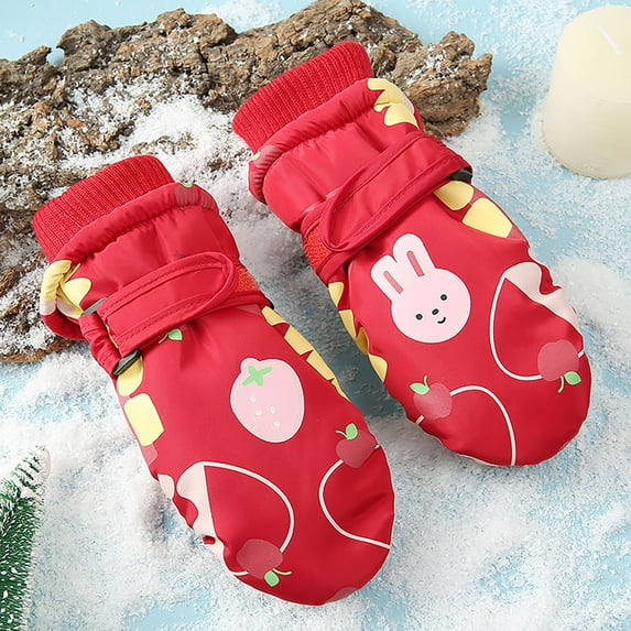 Winter Gloves for Kids Fashion Classic Winter Waterproof Windproof Warm Snow Gloves for Boys Girls Outdoor Gloves Mittens 4-6 Years
