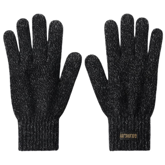 Winter Gloves for Men Fleece Lined Chunky Knit Warm Gloves for Outdoor Gray-1 XL
