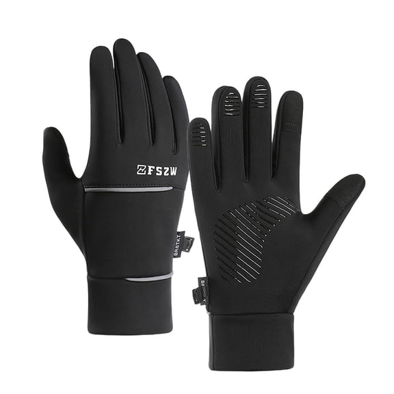 Winter Gloves for Men Fleece Windproof Lined Touchscreen Waterproof Insulated Gloves for Cycling Black L