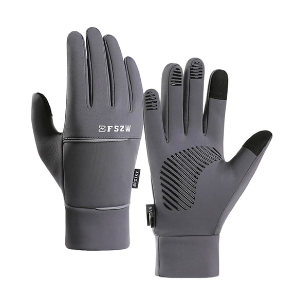 Winter Gloves for Men Fleece Windproof Lined Touchscreen Waterproof Insulated Gloves for Cycling Gray XL