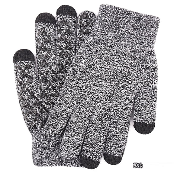 Winter Gloves for Men Knit Warm Lining Cold Weather Gloves with Anti Slip Grips Touch Screen Texting Mittens,(A,XL)