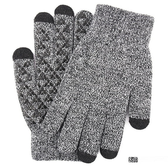 Winter Gloves for Men Knit Warm Lining Cold Weather Gloves with Anti Slip Grips Touch Screen Texting Mittens,(A,XL)