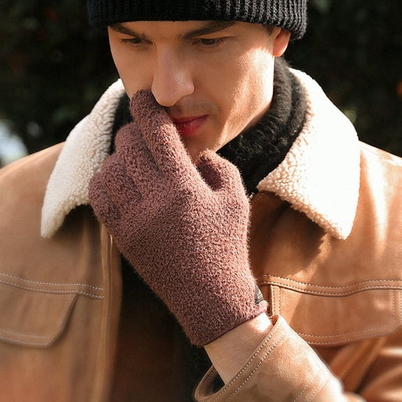 Winter Gloves for Men - Upgraded Touch Screen Anti-Slip Silicone Gel - Elastic Cuff - Thermal Soft Knit Lining