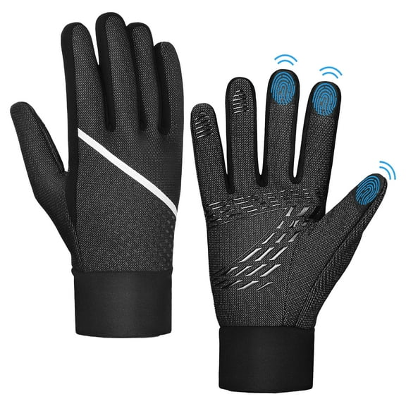 Winter Gloves for Men Warm Gloves Windproof Cold Weather Gloves Thick Warm Mittens Touch Screen Gloves with Anti-slip Palm and Thickened Lining - L