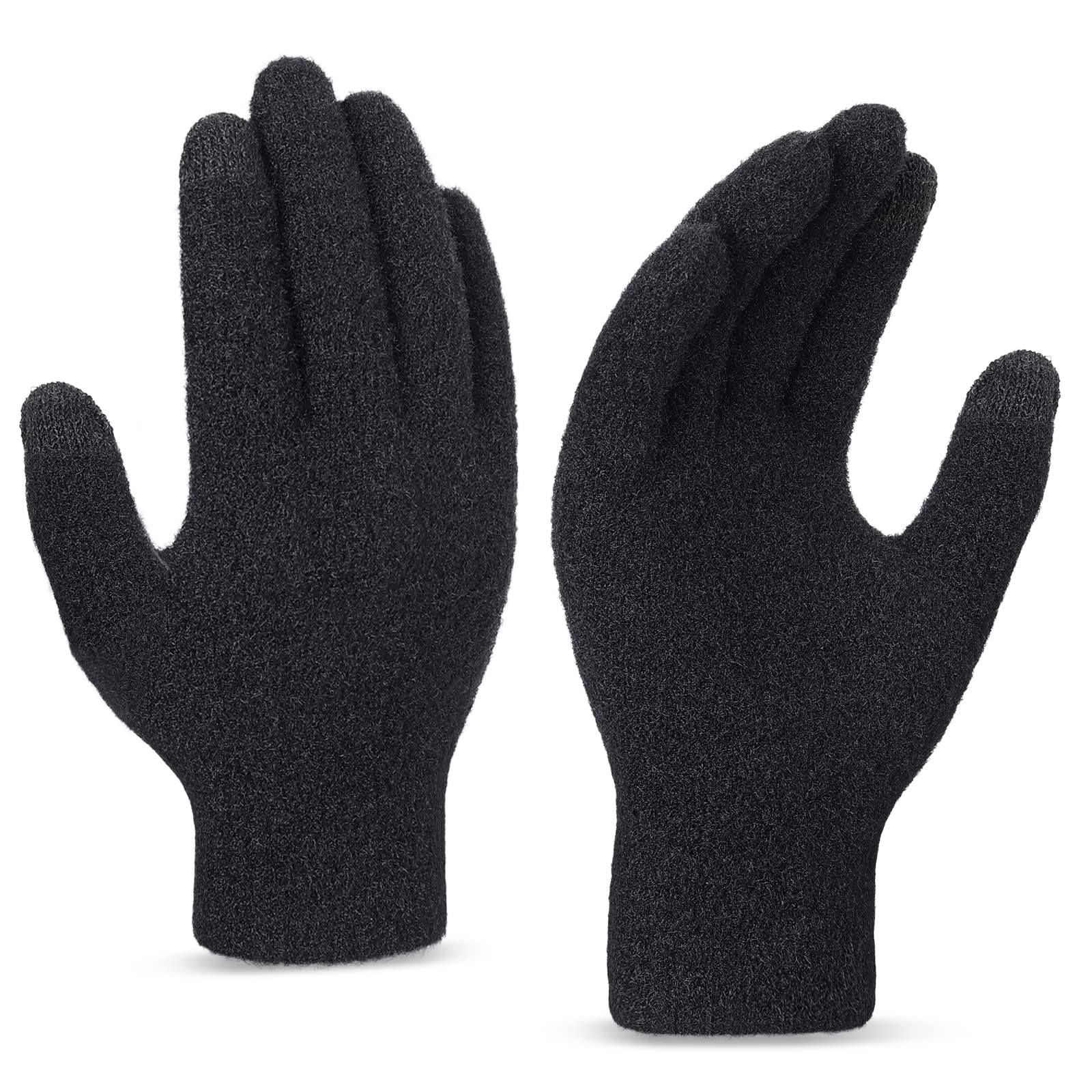 OZERO Winter Thermal Gloves – Touch Screen, Water Resistant & Windproof (Black, XL)