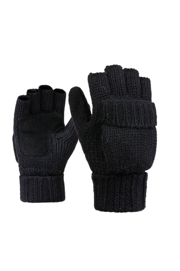 Winter Gloves for Men & Women Fingerless Mittens Gloves Flap Cover Knitted Convertible Mittens Sport Fishing Gloves