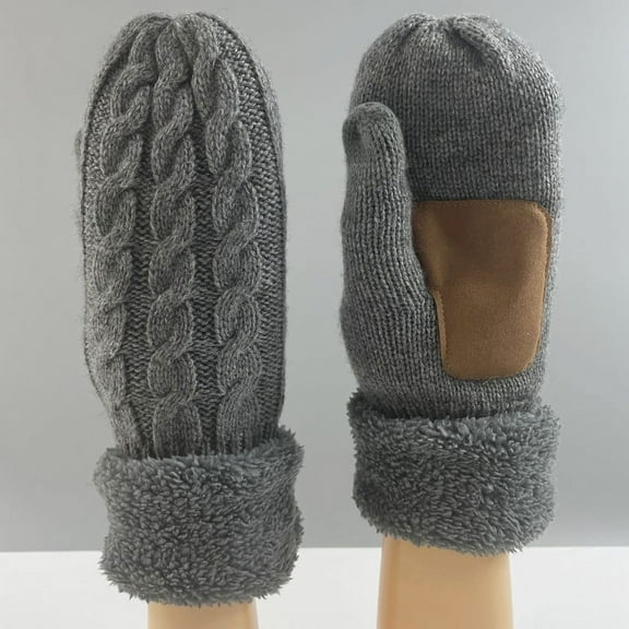 Winter Gloves for Men Women Fleece Lined Mittens Unisex Couples Casual Solid Color Chunky Knitted Thermal Warm Glove & Mitten