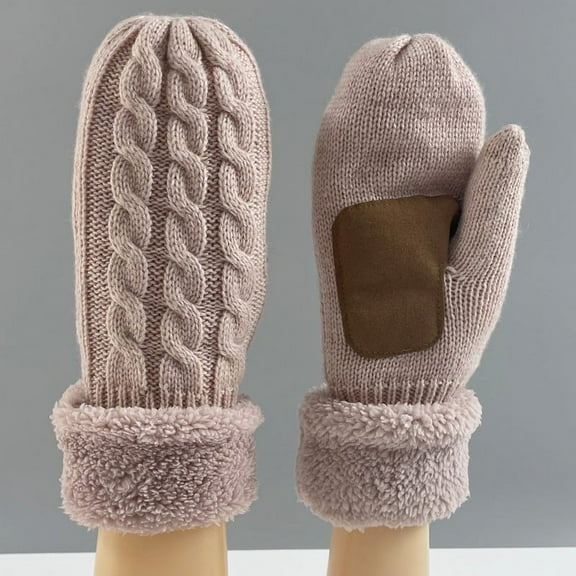 Winter Gloves for Men Women Fleece Lined Mittens Unisex Couples Casual Solid Color Chunky Knitted Thermal Warm Glove & Mitten