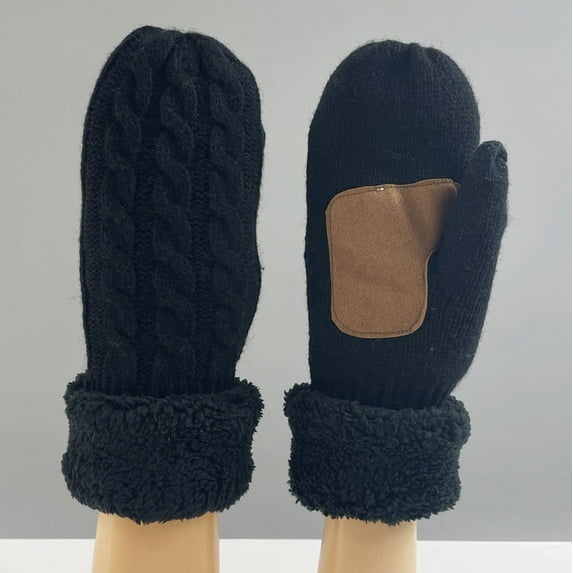 Winter Gloves for Men Women Fleece Lined Mittens Unisex Couples Casual Solid Color Chunky Knitted Thermal Warm Glove & Mitten