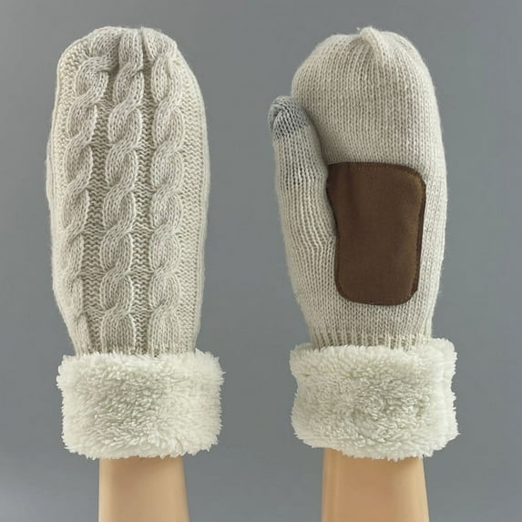 Winter Gloves for Men Women Fleece Lined Mittens Unisex Couples Casual Solid Color Chunky Knitted Thermal Warm Glove & Mitten