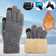 thumbnail image 1 of Winter Gloves for Men Women Thicken Fleece Sherpa Lined Couples Touchscreen Solid Color Stretchy Slim Thermal Warm Chunky Knitted Ski Snow Glove, 1 of 4