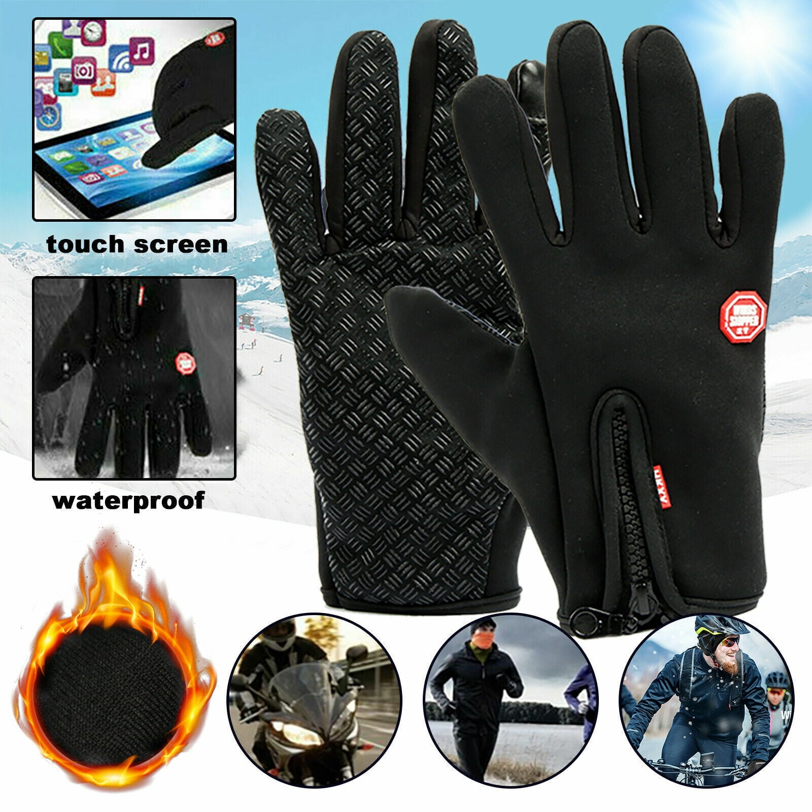 Winter Gloves for Men Women, Touchscreen Waterproof Windproof Gloves Cold Weather Warm Thermal