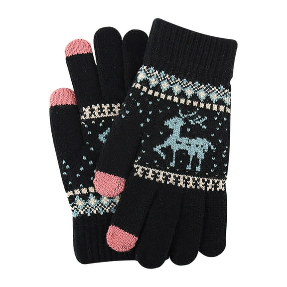 Winter Gloves for Men Women, Unisex Gloves Knitted Finger Velvet Christmas Warm And Riding Full Winter Sports Warm Glove for Running Driving Hiking