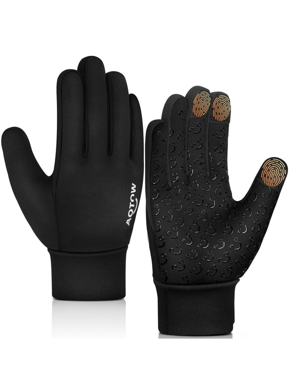 Winter Gloves for Men Women Unisex Warm Gloves Anti-slip Touch Screen Gloves Windproof Cold Weather Gloves Casual Outdoor Sports Gloves Black & S