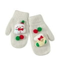 thumbnail image 1 of Winter Gloves for Women Christmas Pom Pom Cartoon Warm Knitted Mittens for Holiday White-5 Free Size, 1 of 3