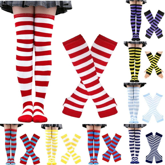 Winter Gloves for Women Long Knitted Fake Sleeves Exposed Warm Arm Mitten and A Set Of Long Socks Suit