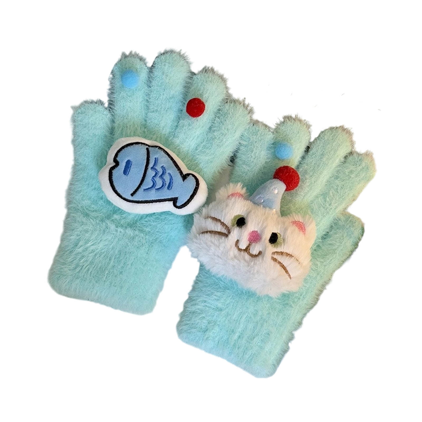 Baby Winter Fleece Gloves with Cute Cartoon Patch – Warm & Soft main image 1