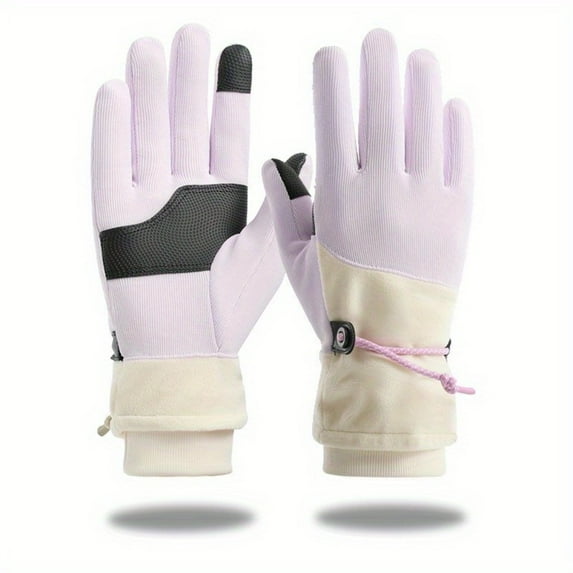 Winter Gloves for Women: Secure Grip, Touchscreen Compatible, Windproof with Drawstring Closure for Driving & Cycling