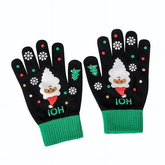 Winter Gloves for Women Soft Warm Knitted Full-Finger Gloves Winter Cold-Proof Christmas Gloves
