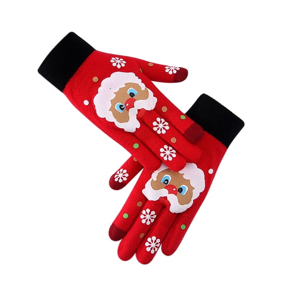 Winter Gloves for Women Soft Warm Knitted Full-Finger Gloves Winter Cold-Proof Christmas Gloves